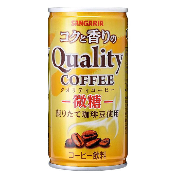 サンガリア コクと香りのクオリティコーヒー 微糖 185g 1箱30本